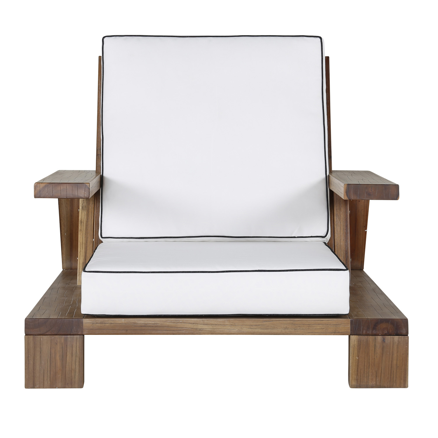 Venture Design Daria Loungestol Til Haven Armlæn Offwhite Hynder Brun Akacietræ  7350118411339