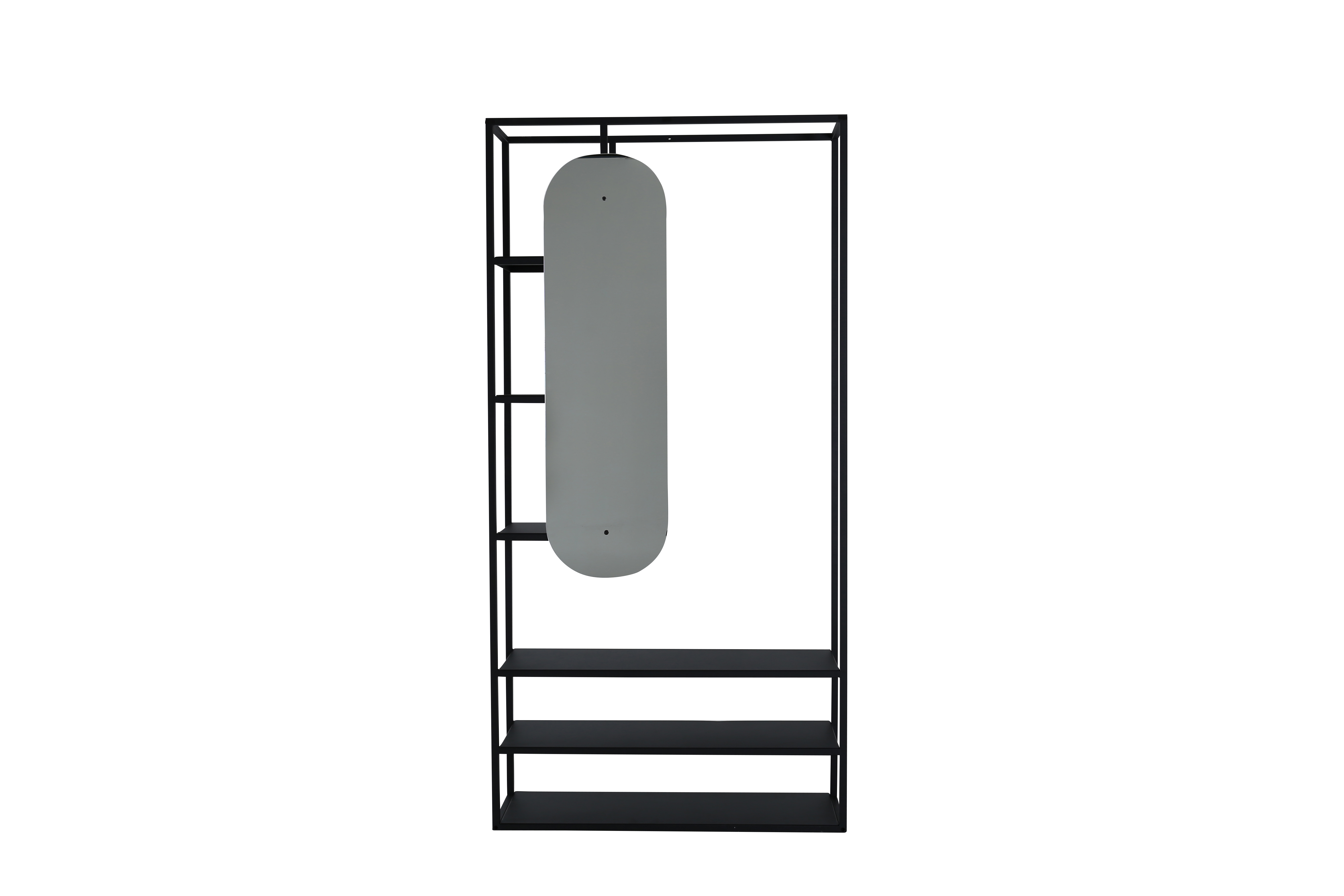 Venture Design Classe Garderobestativ Spejl Hylder Sort Stål  7350118418239