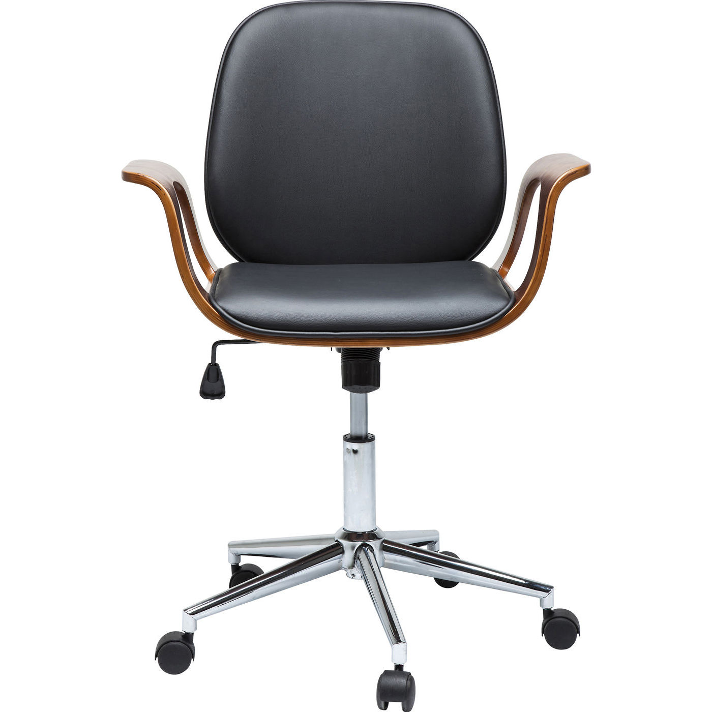Kare Design Patron Walnut Kontorstol Sort Polyester Valnøddebrunt Finr Armlæn Hjul  4025621796961