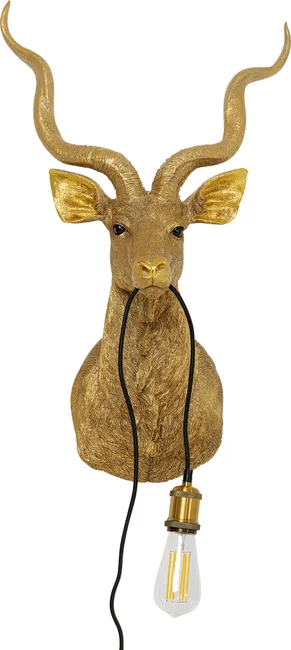 Kare Design Animal Goat Væglampe Guld Polyresin Aluminium  4025621537137