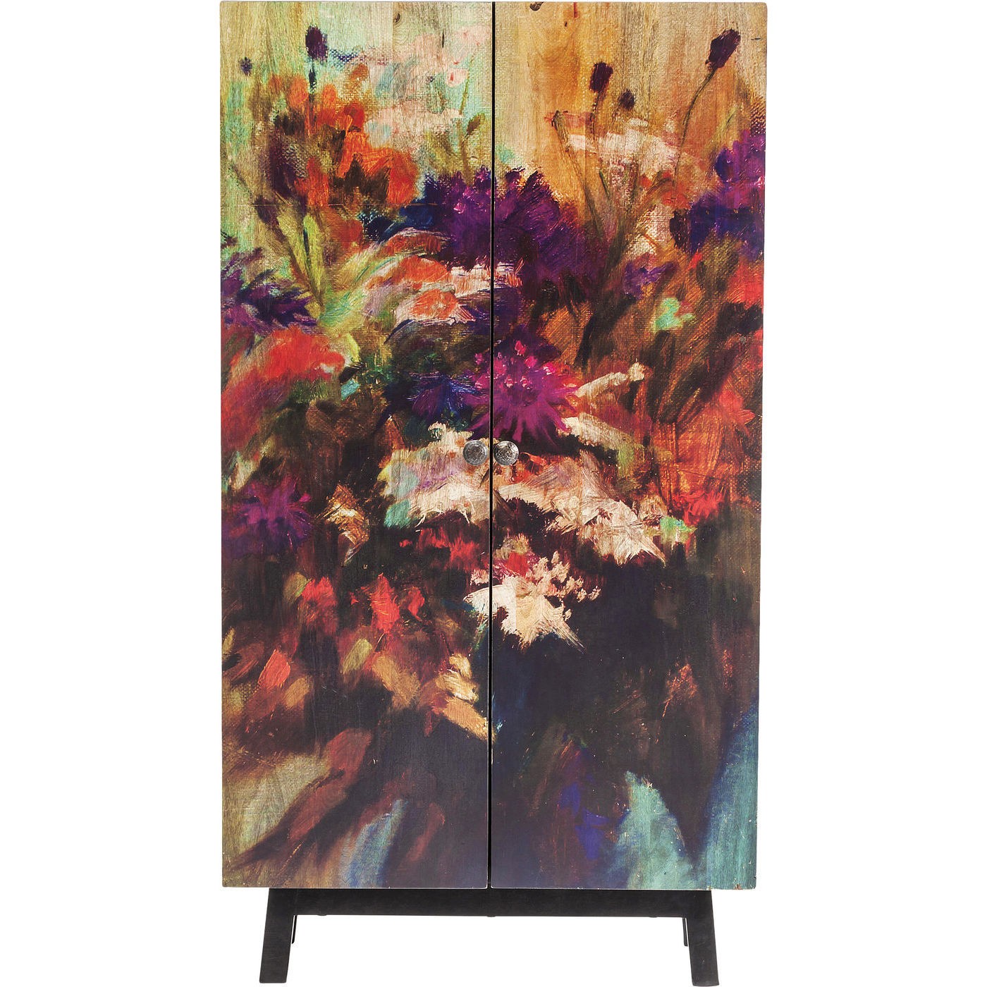 Kare Design Fleur Skab Mangotræ Multifarvet Blomstermotiv Låger Hylder  4025621827801