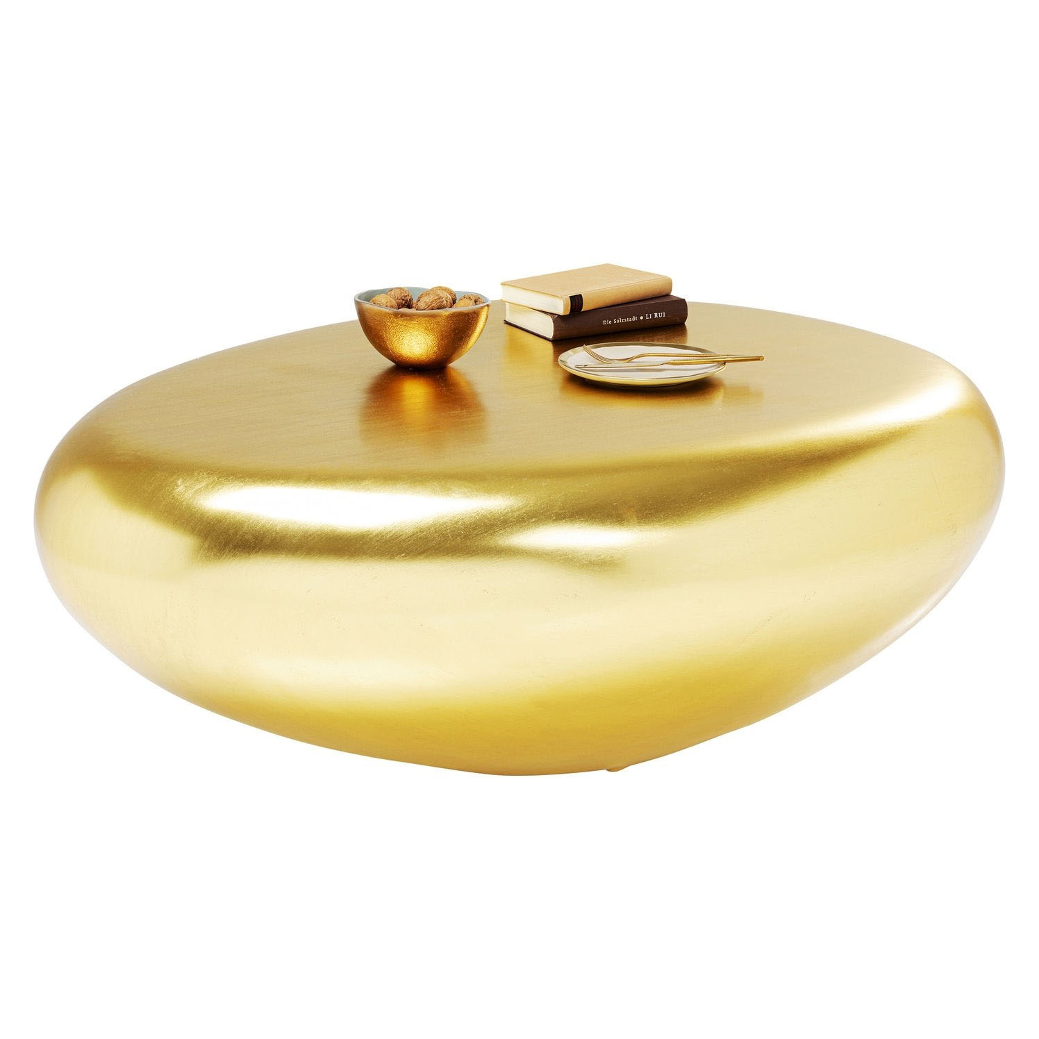 Kare Design Pebble Gold Sofabord Guld Glasfiber 122x96  4025621851196