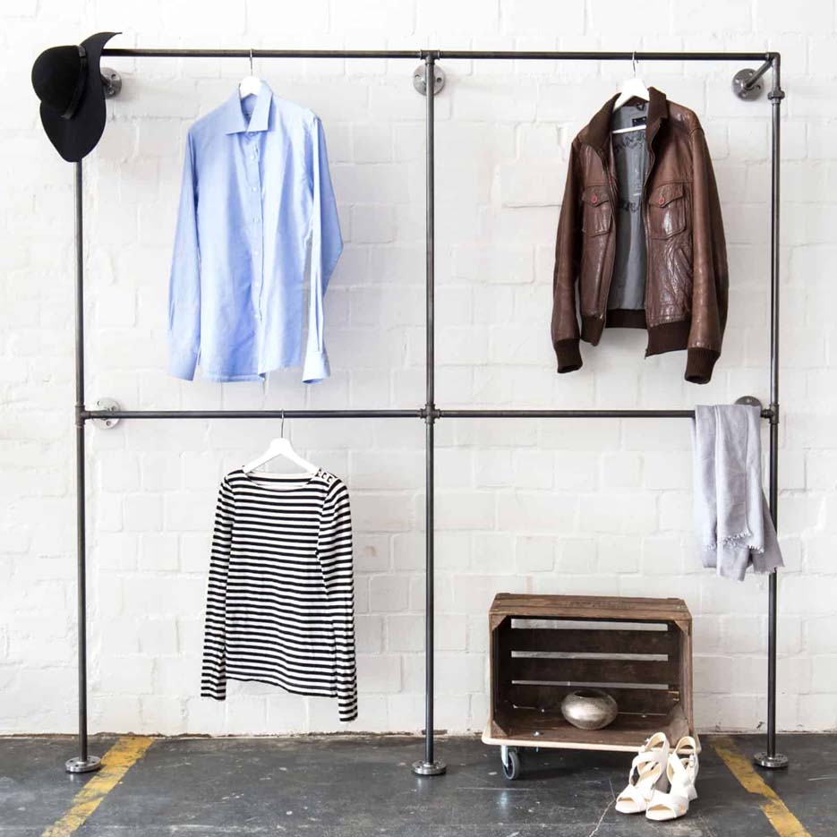 åben Garderobe B200xh200xd28cm Fås Sort Sølvfarve