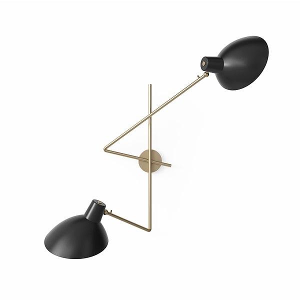 Astep Cinquanta Væglampe Twin Messing Sort  5714056000246