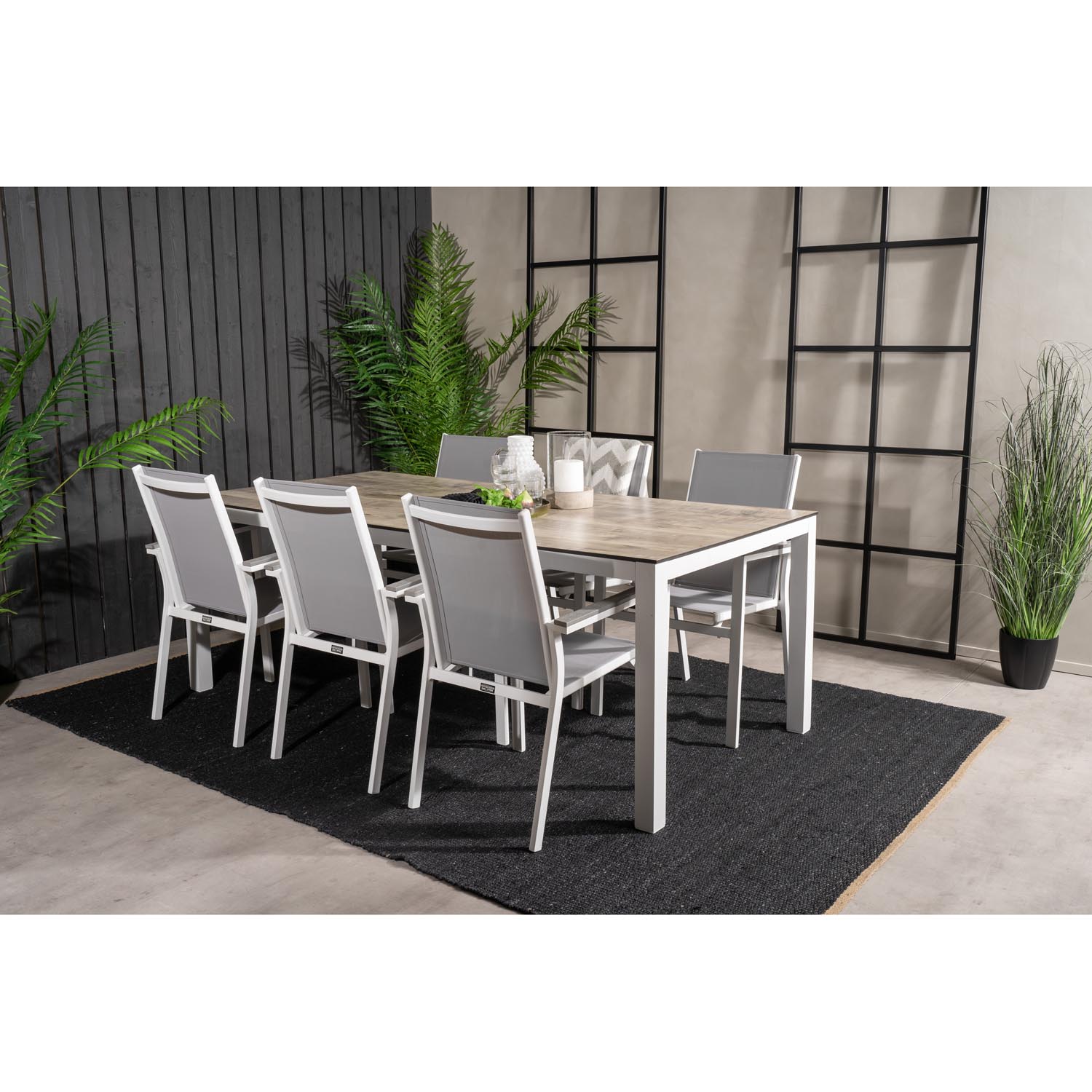 Venture Design Havesæt Llama Bord 205x100 Parma Stole Armlæn Laminat Alu Aintwood