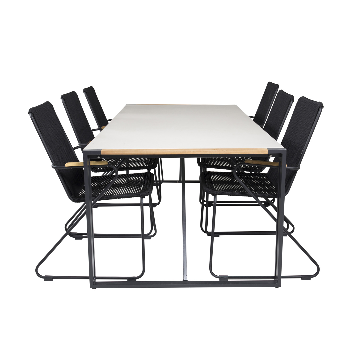 Venture Design Havesæt Texas Bord 200x100 Bois Stole Armlæn Teak Alu Reb Akacie