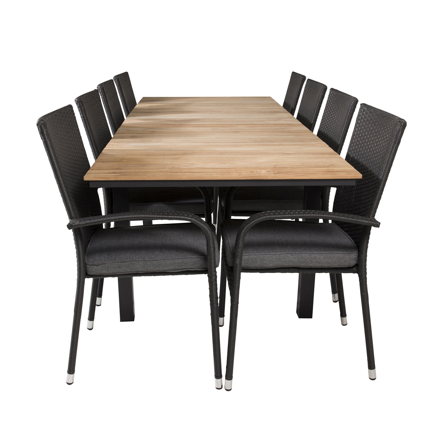Venture Design Havesæt Mexico Bord Udtræk Anna Stole Armlæn  Hynde Teak Sort Rattan