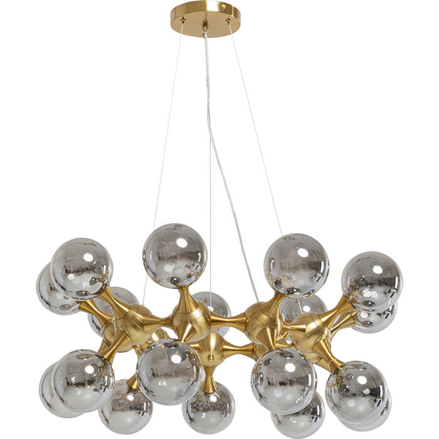 Kare Design Atomic Balls Loftlampe Sølv Glas Messing Stål  4025621533948