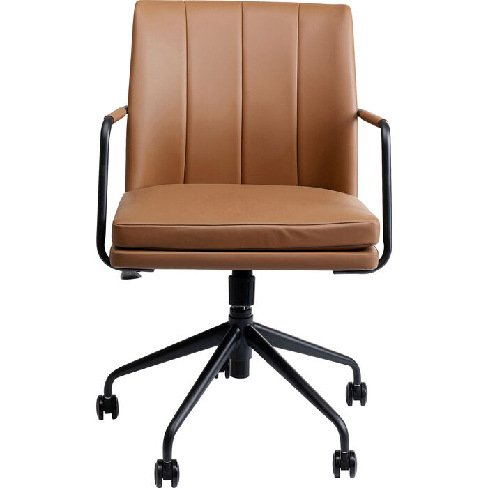 Kare Design Charles Kontorstol Armlæn Vippefunktion Brun Polyurethanbelagt Stof Sort Stål  4025621868958