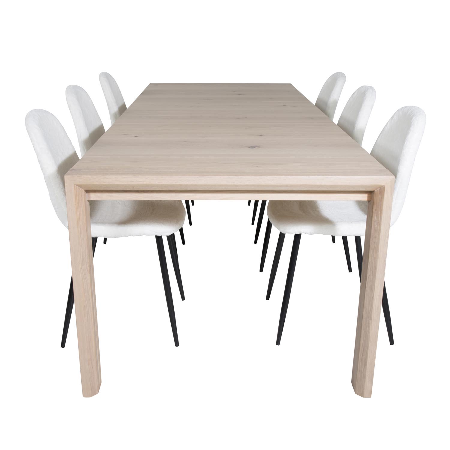 Venture Design Slider Spisebordssæt Stole Hvidvasket Egefiner Hvid Teddy Sort Metal
