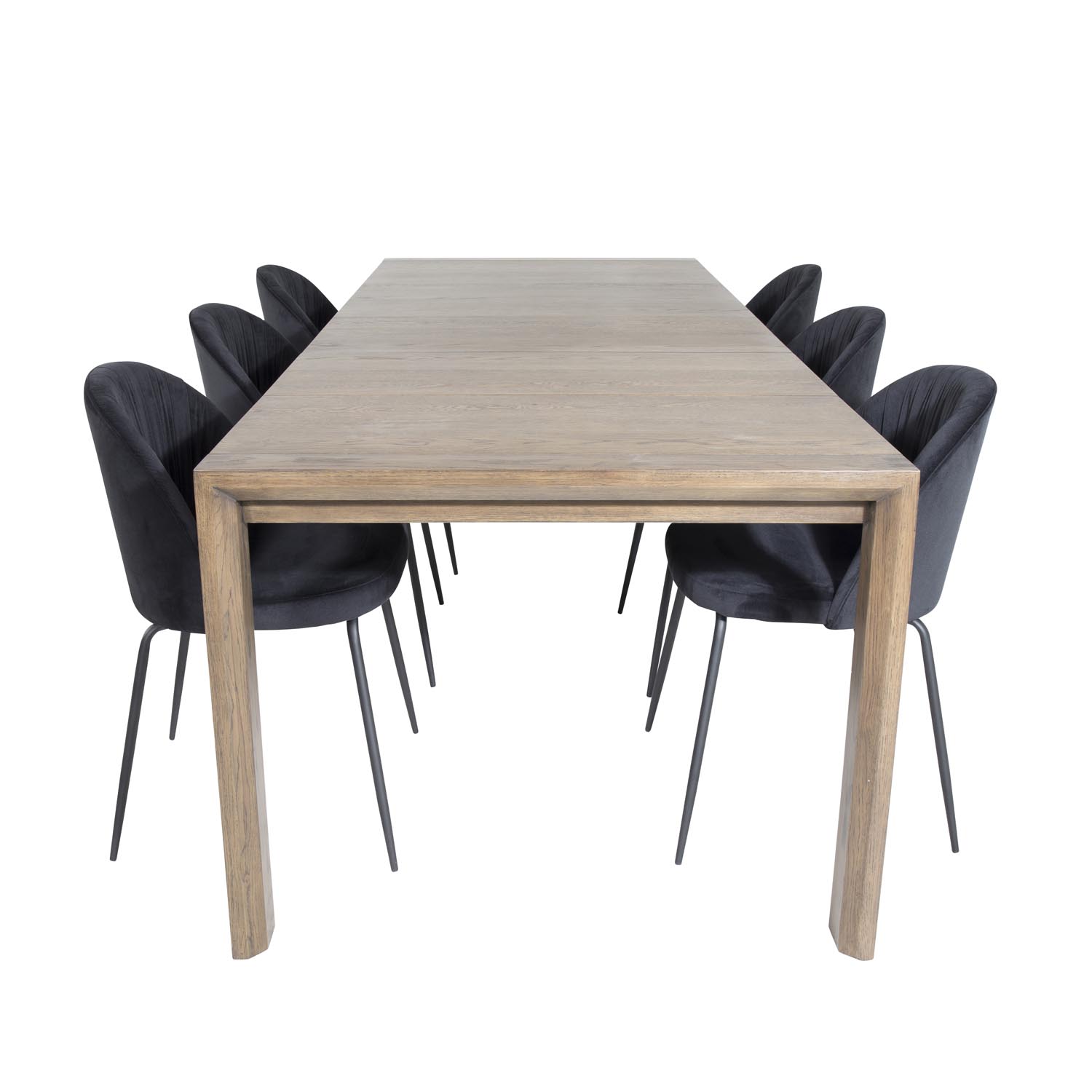 Venture Design Slider Spisebordssæt Stole Smoked Egefiner Sort Fløjl Sort Metal
