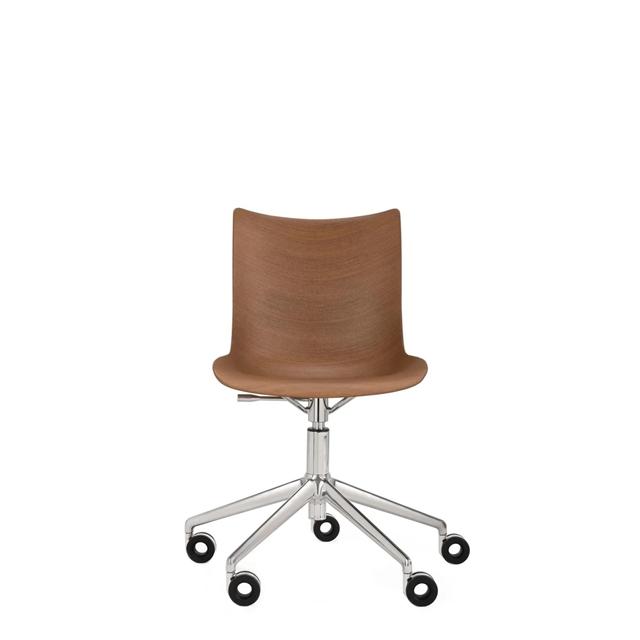 Kartell Wood Kontorstol Krom Mørk Træ  8058967310382