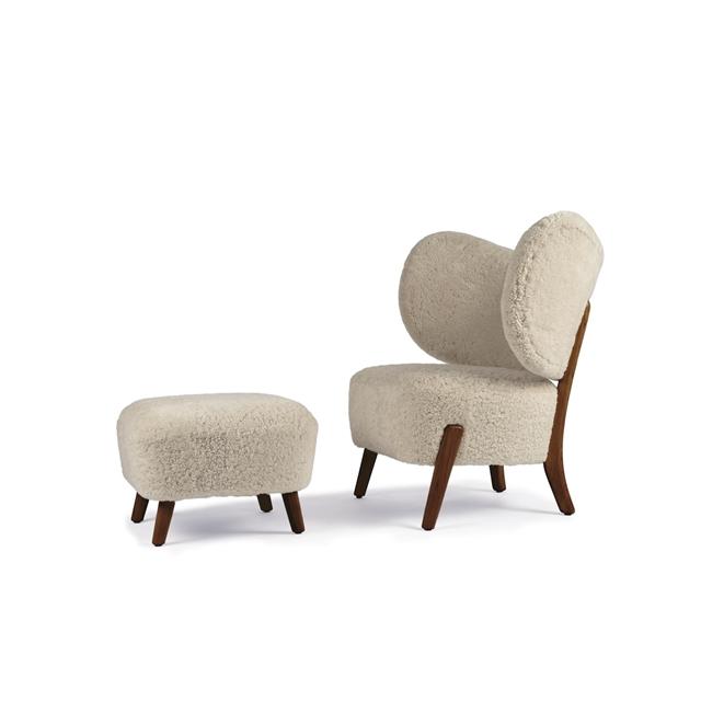 Mazo Tmbo Lænestol Valnød Sheepskin Moonlight Med Puf  5714676000992