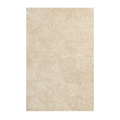 Flora Beige Håndtuftet Uldtæppe