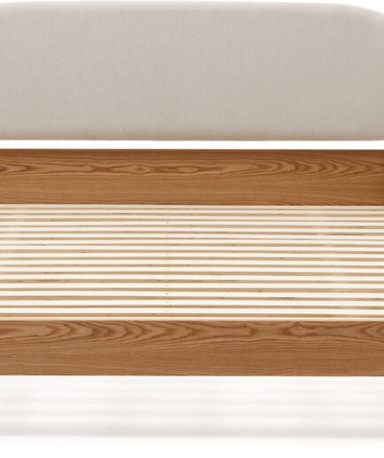 Dobbeltseng Kave Home Octavia Polstret Hovedgærde Lameller Nordisk Design Beige Med Justerbare Ben  8433840840543