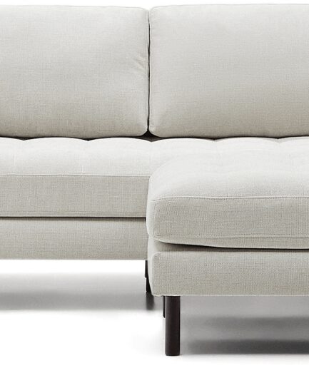 Chaiselong Sofa Kave Home Bogart Perlegrå Personers Vintage Design Aftagelige Betræk Vandafvisende Chenille  8433840929361