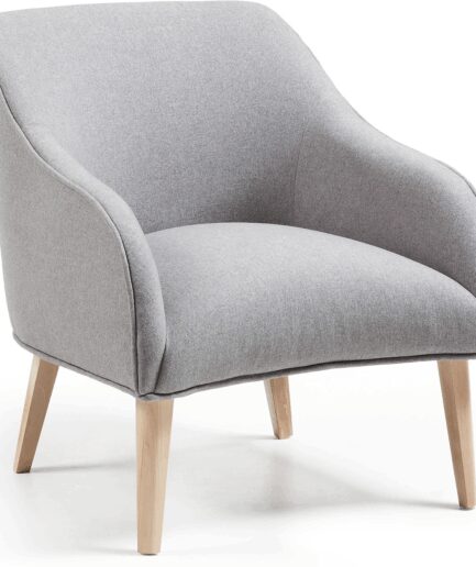 Lænestol Relaxstol Kave Home Bobly Nordisk Design Grå Natur Plettebestandigt Teflon Behandlet Varese Stof Massivt Bøgetræ Ben  8433840382364