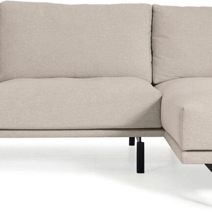 Personers Chaiselong Sofa Kave Home Galene Nordisk Design Polstret Med Duneffekt Genanvendt Pet Beige Højrevendt  8433840729138