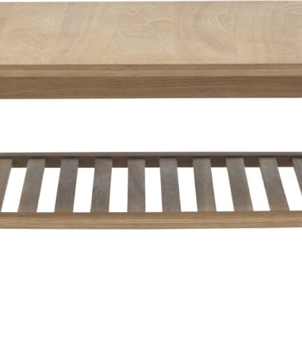 Sofabord Nordique Design Rho Lænestuebord Natur H45 B110 D70 Mdf Med Egetræsfiner Massiv Hylde Med Lameller  5704745061412