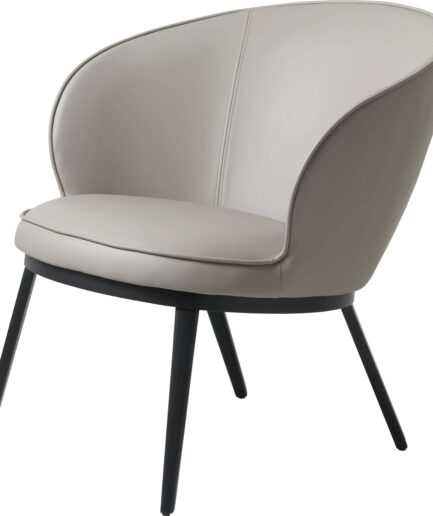 Nordique Design Gain Polstret Loungestol Taupe Kunstlæder Med Sort Metalstel  5704745090870