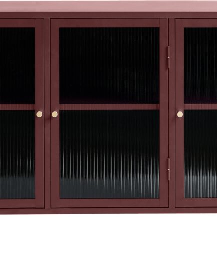 Skænk Nordique Design Bronco Vinrød Koldvalset Stål  Rillet Glas 85x132x40  5704745103075