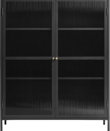 Vitrineskab Nordique Design Bronco H140xb111 Sort Metal Med Rillet Glas Justerbare Hylder  5704745111353