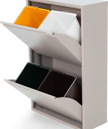 Affaldssorterer Skraldespand Spinder Design Gigi Taupe Lakeret Stål Med Inderspande Nøglehulsophæng  8712077114185