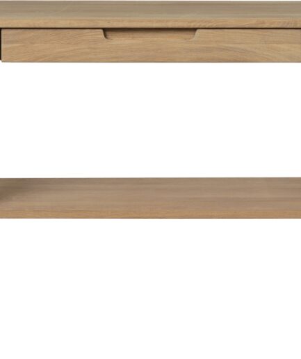 Konsolbord Amalfi Nordique Design Massiv Egetræ Med Sort Metalbase Skuffe åben Hylde H78xb37xd90  5704745073392