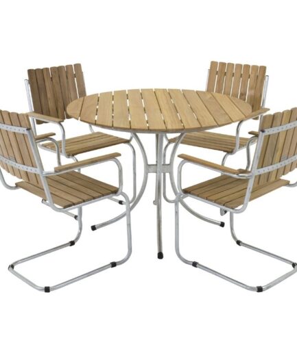 Havesæt Med Bord Stole Teaktræ Stål